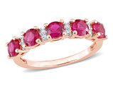 1.62 Carat (ctw) Lab-Created Ruby and White Sapphire Ring Band in Rose Plated Sterling Silver
